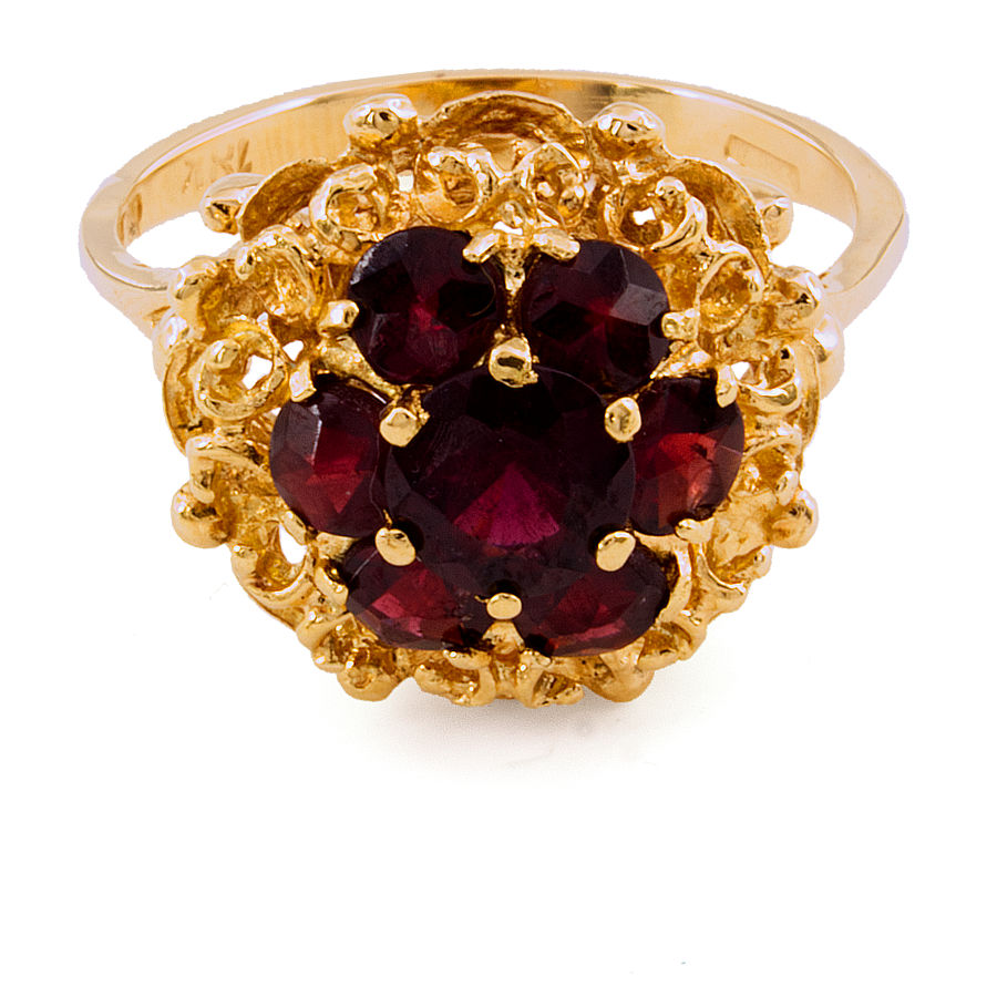 18ct gold Garnet Cluster Ring size O